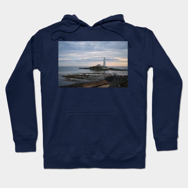 St Mary's Island and Lighthouse in August Hoodie by Violaman